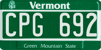 VT license plate CPG692