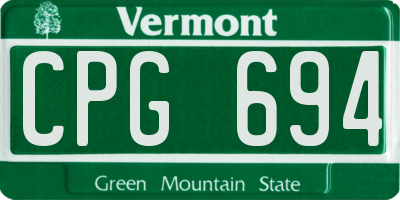 VT license plate CPG694