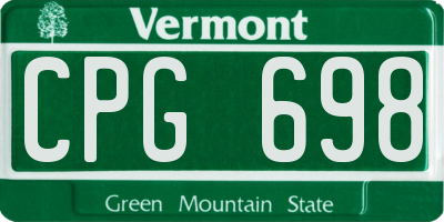 VT license plate CPG698