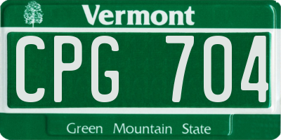 VT license plate CPG704