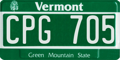 VT license plate CPG705