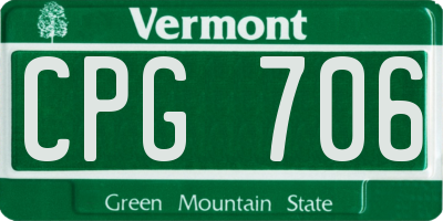 VT license plate CPG706