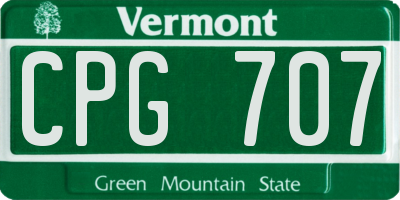 VT license plate CPG707