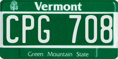 VT license plate CPG708