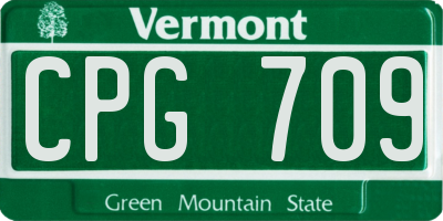VT license plate CPG709