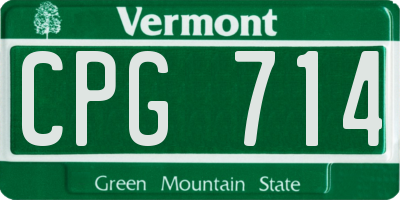 VT license plate CPG714