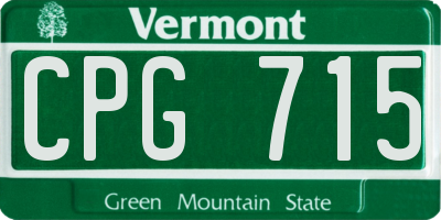VT license plate CPG715