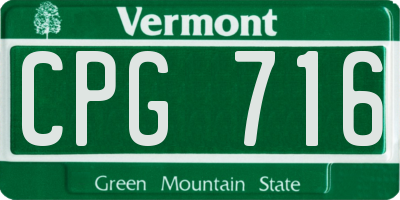 VT license plate CPG716