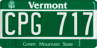 VT license plate CPG717