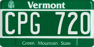 VT license plate CPG720