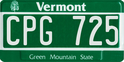 VT license plate CPG725