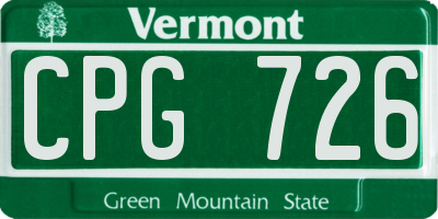 VT license plate CPG726