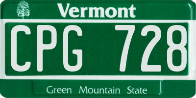 VT license plate CPG728