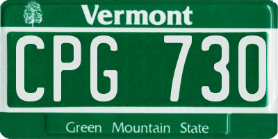 VT license plate CPG730