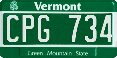 VT license plate CPG734