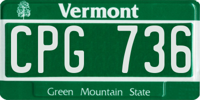 VT license plate CPG736