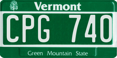 VT license plate CPG740