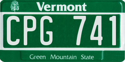 VT license plate CPG741