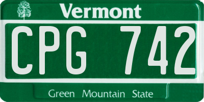 VT license plate CPG742