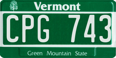 VT license plate CPG743