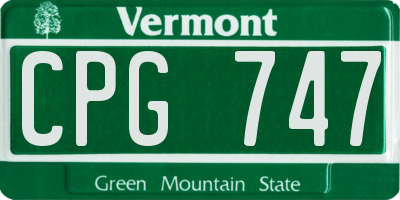 VT license plate CPG747