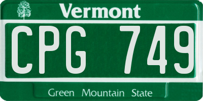 VT license plate CPG749