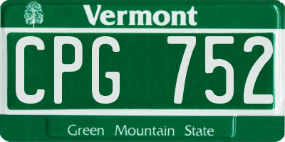 VT license plate CPG752