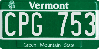 VT license plate CPG753