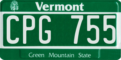 VT license plate CPG755