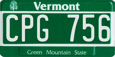 VT license plate CPG756