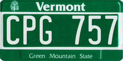 VT license plate CPG757