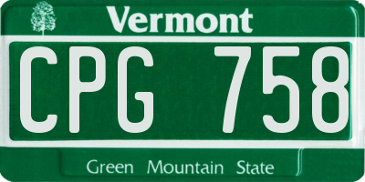 VT license plate CPG758