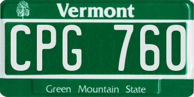 VT license plate CPG760