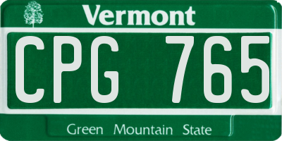 VT license plate CPG765