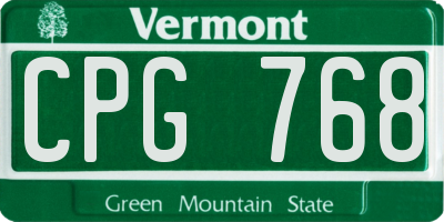 VT license plate CPG768