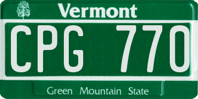 VT license plate CPG770