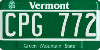VT license plate CPG772