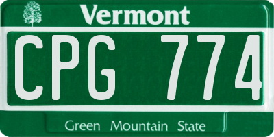 VT license plate CPG774