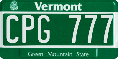 VT license plate CPG777
