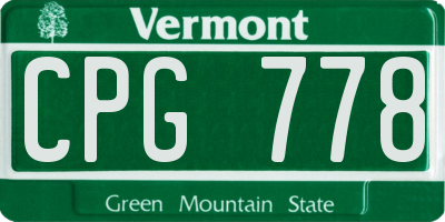 VT license plate CPG778