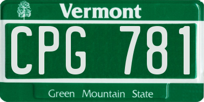 VT license plate CPG781