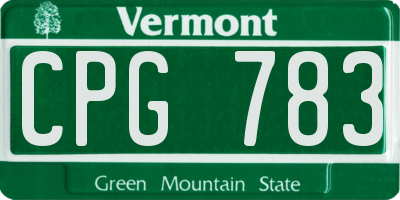 VT license plate CPG783