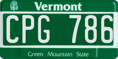 VT license plate CPG786