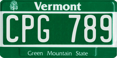 VT license plate CPG789