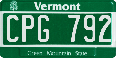 VT license plate CPG792