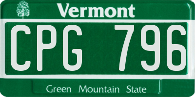 VT license plate CPG796