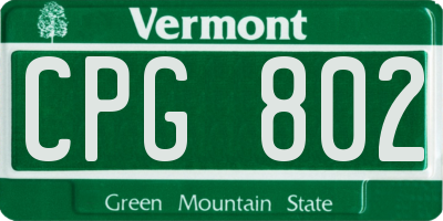 VT license plate CPG802