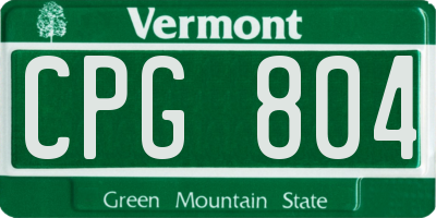 VT license plate CPG804
