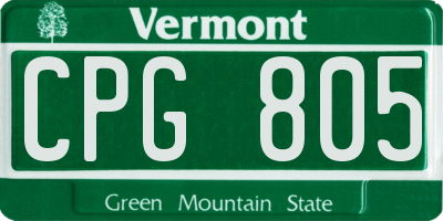 VT license plate CPG805