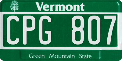 VT license plate CPG807